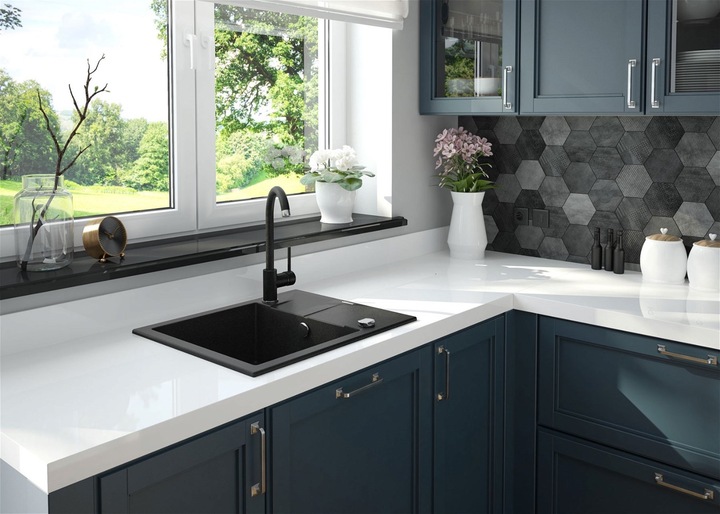Actual product image No Name 1-bowl granite sink with drainer (59 cm, 42 cm)