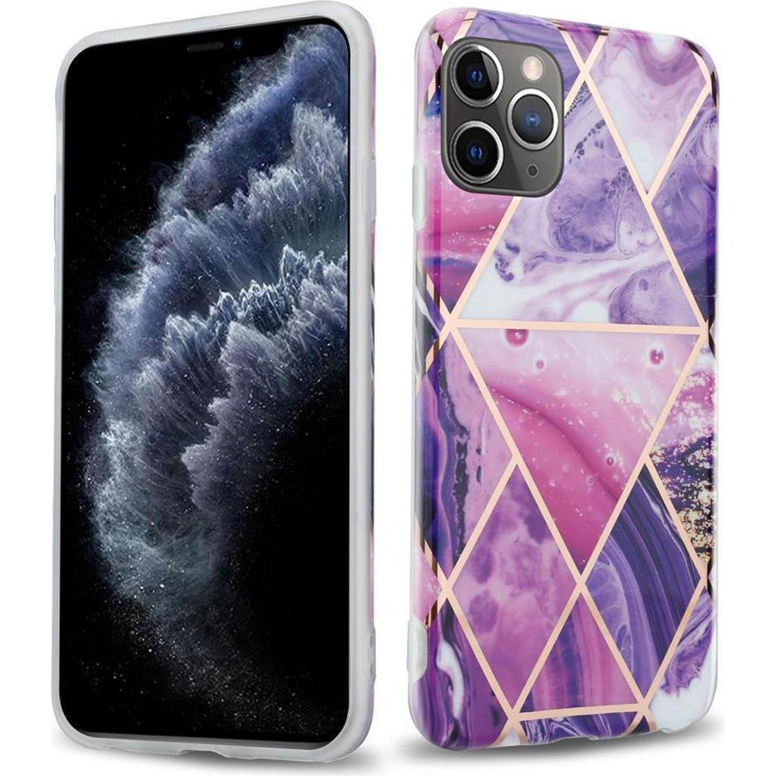 Cadorabo IMD TPU Bunter Marmor Cover (Apple iPhone 11 Pro), Smartphone Hülle, Violett