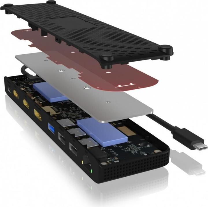 Produktbild Icy Box DockingStation mit 11-in-Anschlüssen dreifacher Videoausgabe,IB-DK2116-C (USB-C, 8 Ports)