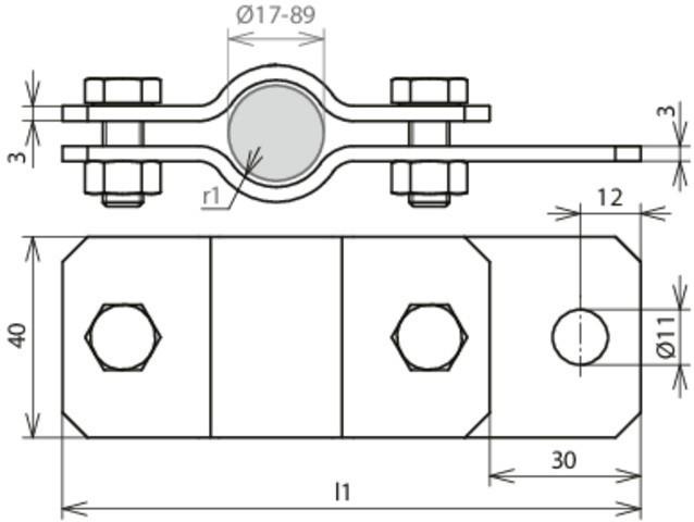 Actual product image Dehn Earthing pipe clamp D 27mm w. 410034
