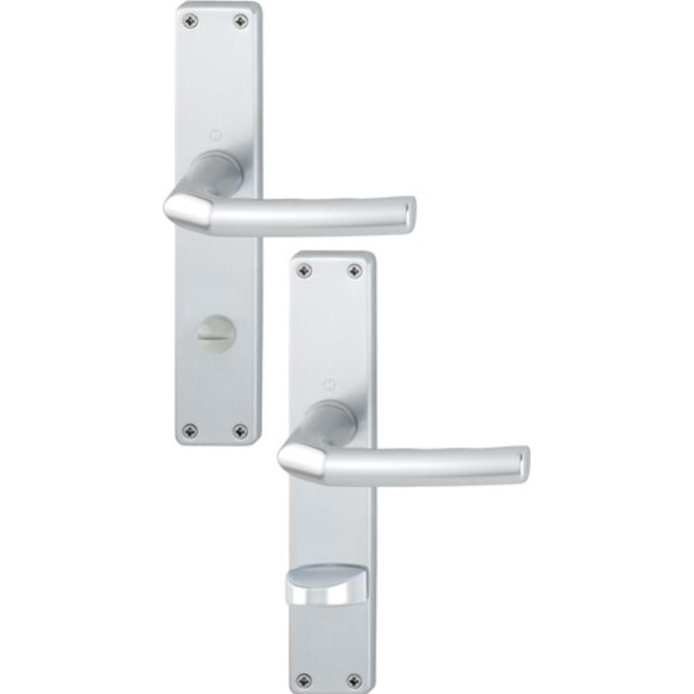 Hoppe, Türgriff + Fenstergriff, Langschildgarnitur WC 2534014 Birmingham 1117/202SP Lochabstand 78 mm silber (Türschild)