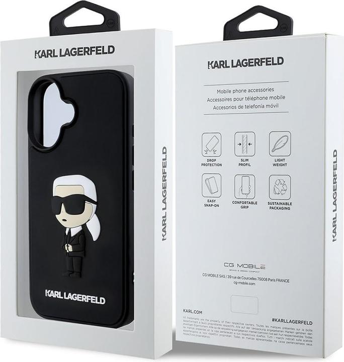 Produktbild Karl Lagerfeld 3D Rubber Ikonik Case for iPhone 16 Black (Apple iPhone 16)