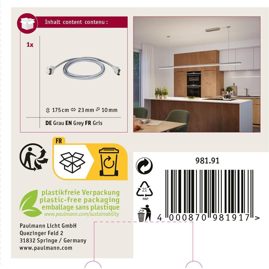 Thumbnail - Paulmann, Zubehör Beleuchtung, Lichtkanalsystem Linion Einspeisekabel