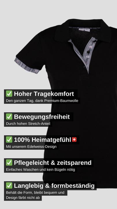 Produktbild Edelvetica Polo Shirt Edelweiss Krageninnenseite & Armabschluss Damen (S)