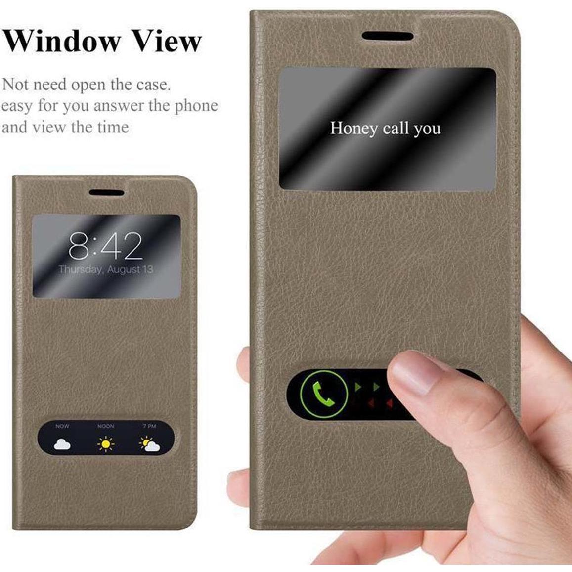 Thumbnail - Cadorabo Book mit View Doppelfenster Cover (Samsung Galaxy A8 (2018)), Smartphone Hülle, Braun