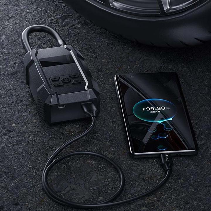 Actual product image Wekome Pi801 – Tragbare elektrische Autopumpe + Powerbank 2000 mAh (Schwarz)
