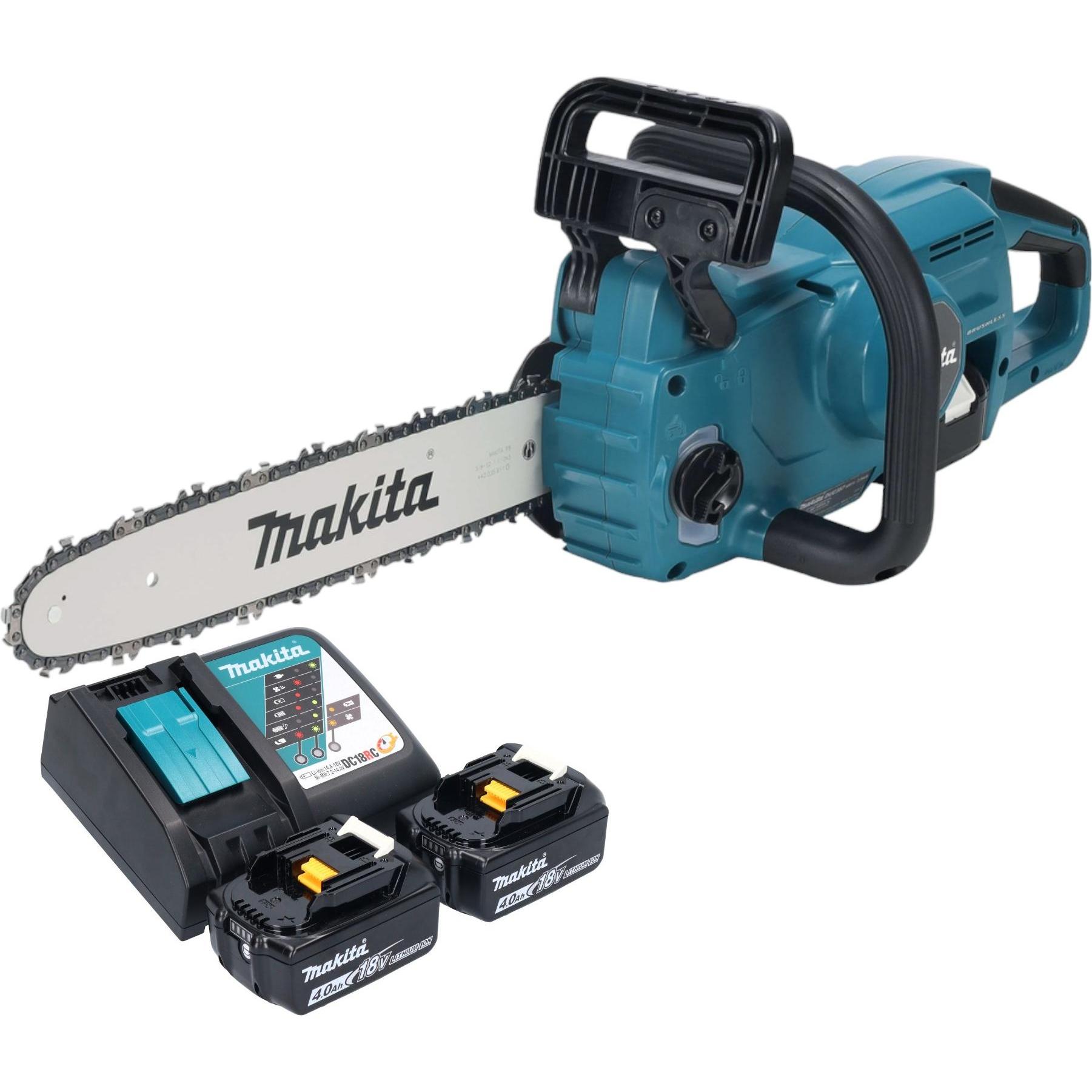 Makita, Kettensäge, DUC 357 RM2X3 Akku Kettensäge 18 V 35 cm Brushless + 2x Akku 4,0 Ah + Ladegerät (Akku Kettensäge)