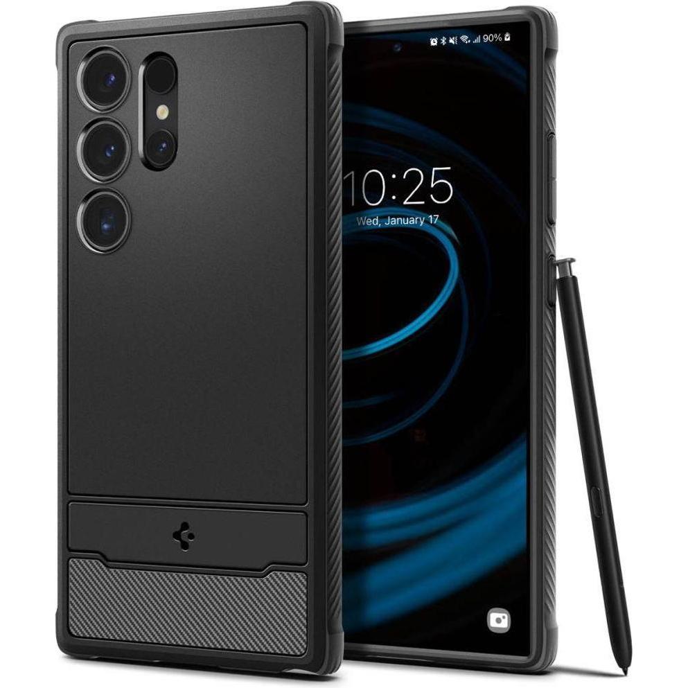 Spigen Rugged Armor (Samsung Galaxy S24 Ultra), Smartphone Hülle, Schwarz