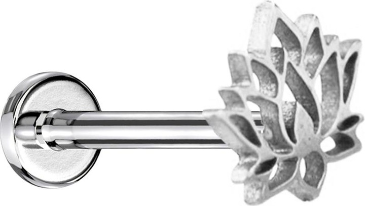 Produktbild Star Piercing Micro Labret Innengewinde silber Lotusblume (ohne Messing, Chirurgenstahl 316L)