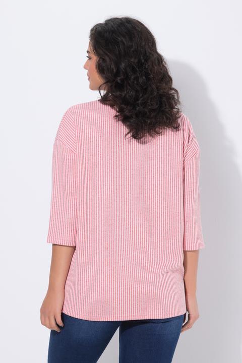 Produktbild Ulla Popken Pullover, Streifenstruktur, Rundhals, 3/4-Arm (44)