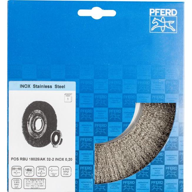 Thumbnail - Pferd, Schleifmittel, Rundbürsten POS RBU 18025/AK32-2 INOX 0,20