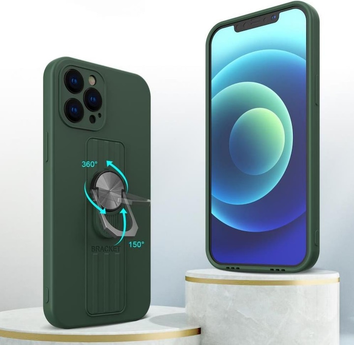 Produktbild Hurtel Ring Case silicone case with finger grip and stand for iPhone 11 Pro Max brown (Apple iPhone 11 Pro Max)