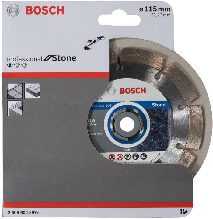 Produktbild Bosch Professional Zubehör Diamanttrennscheibe Standard for Stone, 115 x 22,23 x 1,6 x 10 mm, 1er-Pack