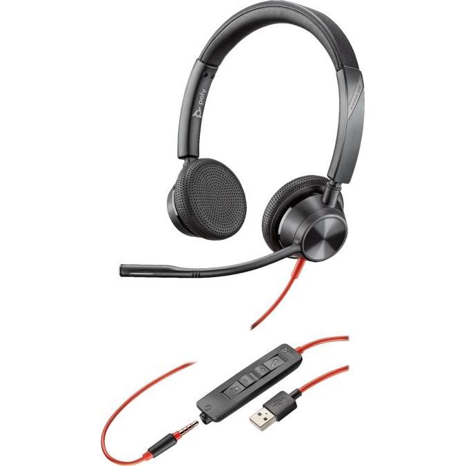 Poly Blackwire 3325 USB-A (Kabelgebunden, USB-A), Office Headset, Schwarz