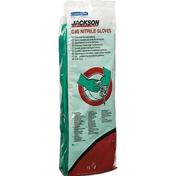 Kimberly-Clark, Schutzhandschuhe, Chemikalien Schutzhandschuhe Jackson Safety G80 grün L Gr. 9 - 5 x 12 Paar, Nitrilhand...