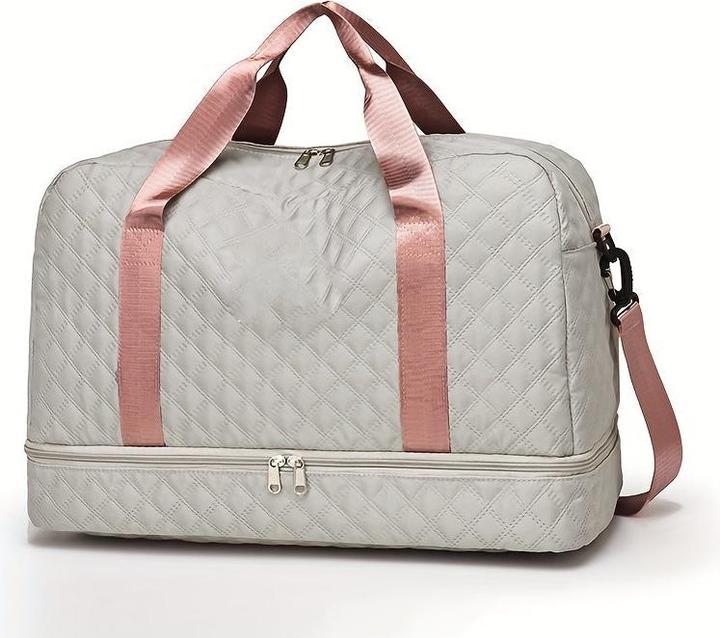 Actual product image Only-Bags.Store Lightweight Argyle Pattern Luggage Bag, Large Capacity Travel Duffle Bag, Portable Overnight