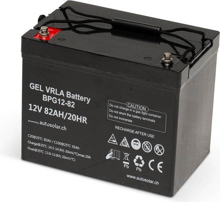 Image du produit Autosolar Batterie solaire GEL de 82 Ah (12 V, 82 Ah)