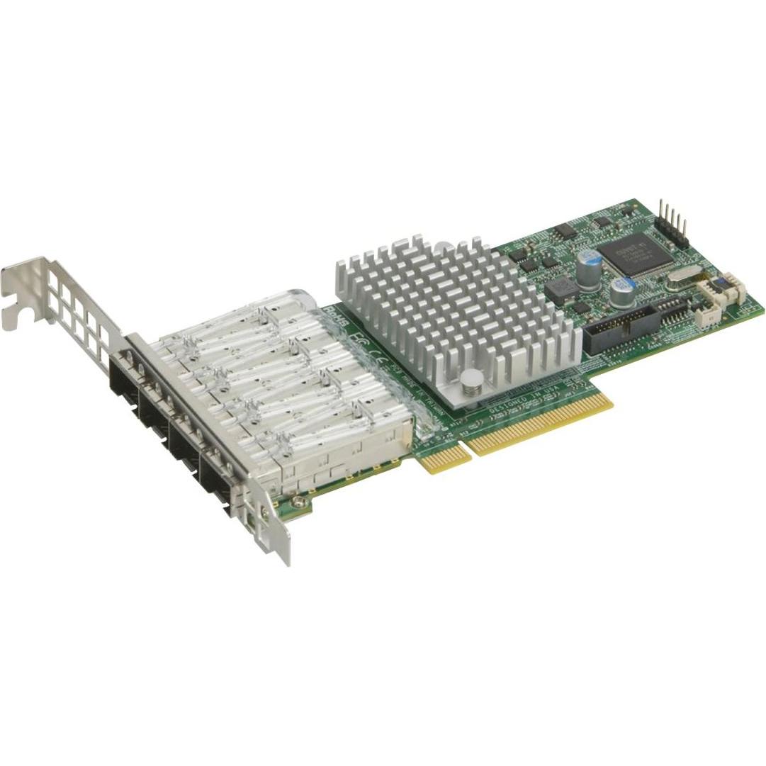Supermicro STANDARD LP 4 PORTE 10GBE SFP+ (Ethernet, RJ45), Scheda di rete, Argento