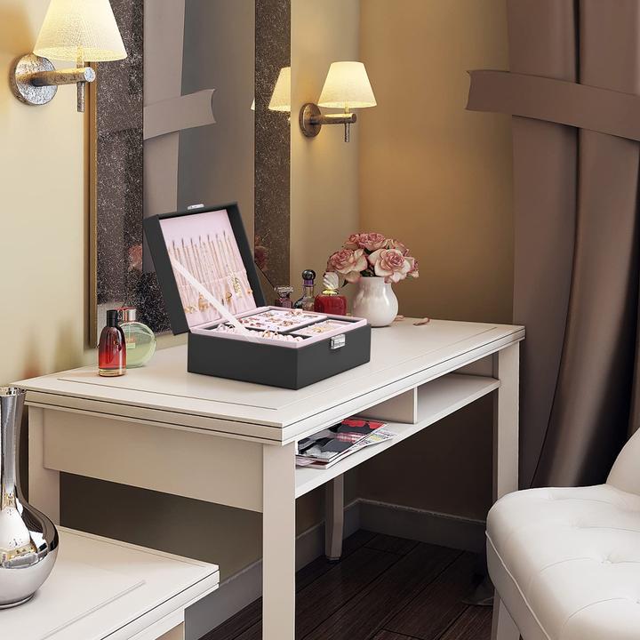 Produktbild Only-Bags.Store Schmuckkästchen 2 Schichten Pu-Leder-Schmuck Aufbewahrung Portable abschliessbare