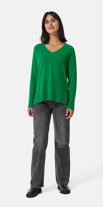 Actual product image Cash-Mere Kaschmir V-Ausschnitt Pullover mit Seitenschlitzen (L)