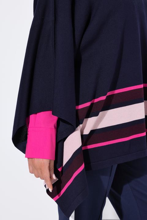 Immagine prodotto Ulla Popken Mantellina di maglia dal taglio oversize con righe, scollo rotondo e maniche lunghe (42, 44, 46, 48)