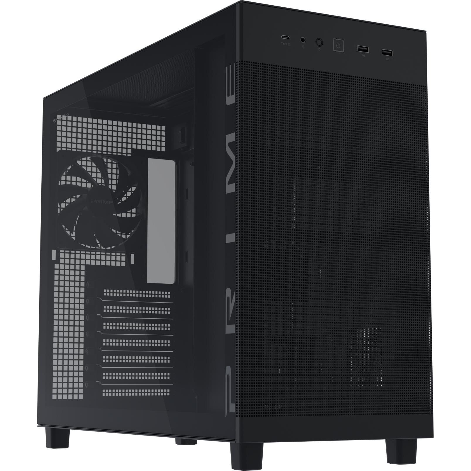 ASUS Geh PRIME AP303 TG BLACK (mATX, Mini-ITX, ATX), PC Gehäuse, Schwarz