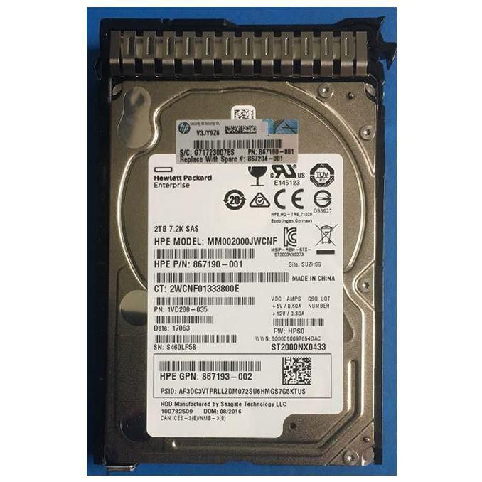 HPE HDD 2TB 12G 7.2K SFF SAS SC (2 TB, 2.5"), Festplatte