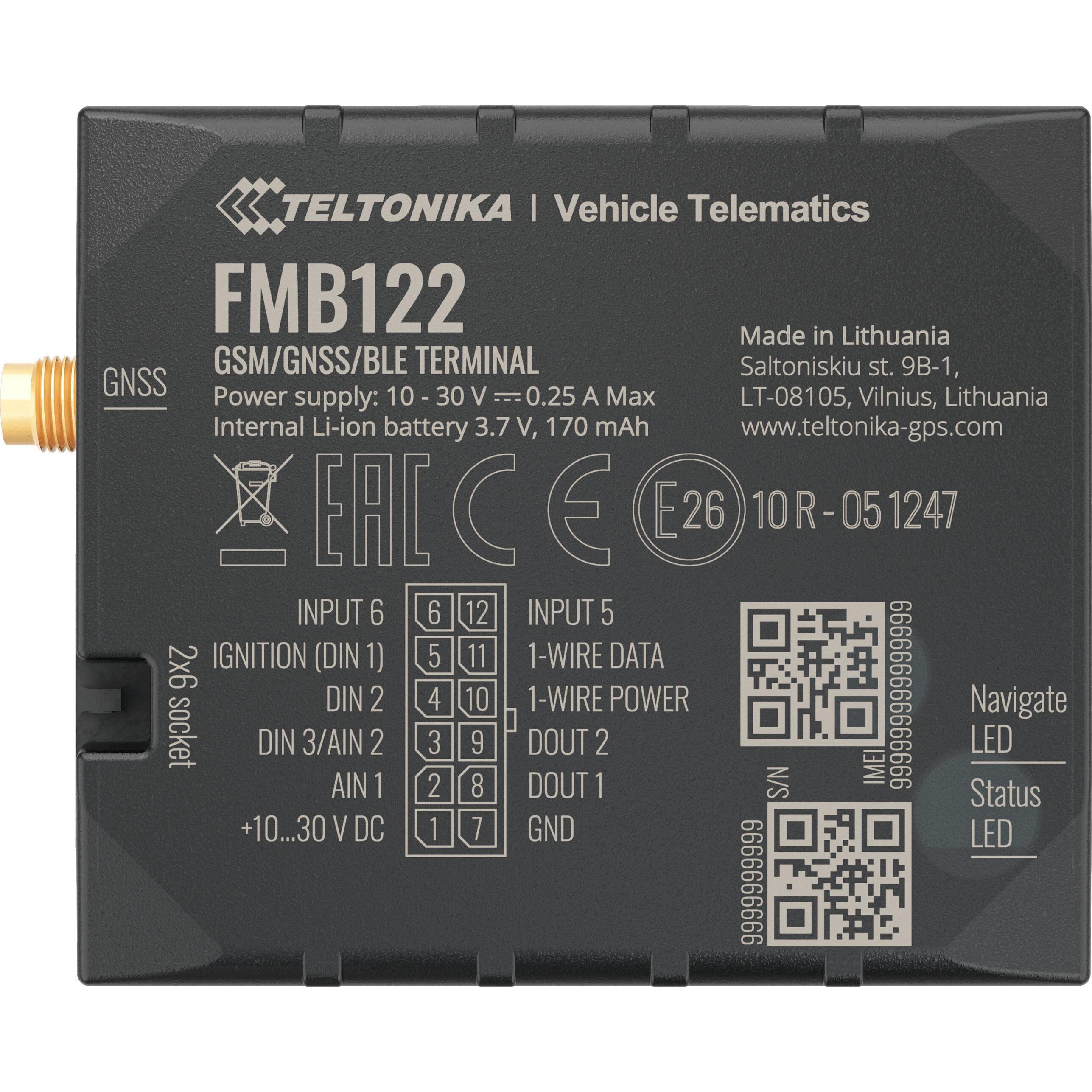 Teltonika, Fahrzeug Navigation, FMB122 GNSS/GSM/Bluetooth Tracker mit externer GNSS/GSM Antenne &