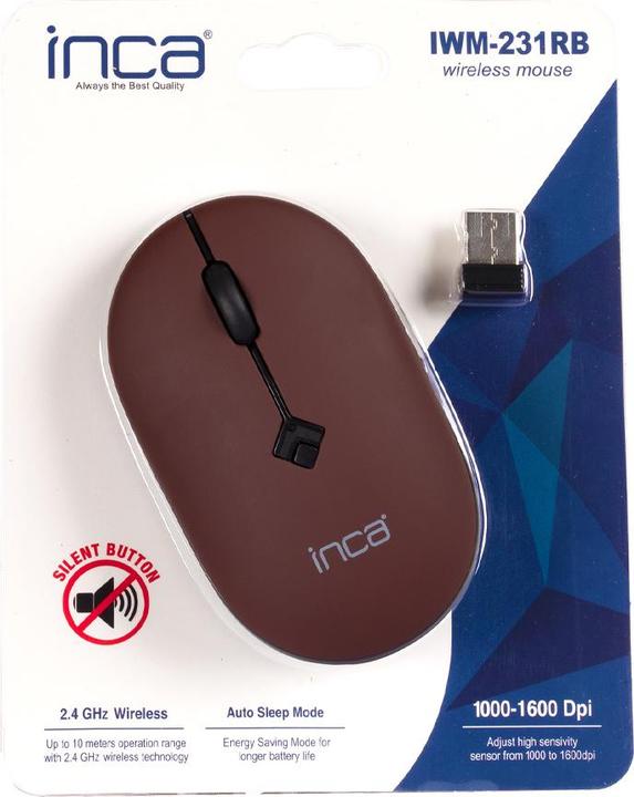 Actual product image Inca Mouse IWM-231RB SILENT WIRELESS MAUS (SILENT MOUSE)Brown (Wireless)