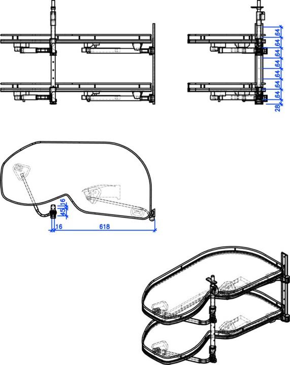 Peka Metall Eckschrank-Schwenkbeschläge LeMans II Arena Classic für scharnier (1 Stk.)
