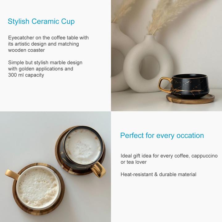 Image du produit Intirilife Tasse à thé avec soucoupe en bois (200 ml, 2 x)