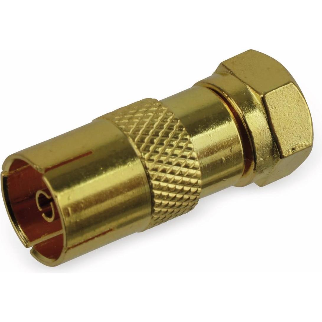 Eneroid F-Adapter, Stecker/Koaxkupplung, vergoldet, Audio Adapter, Gold