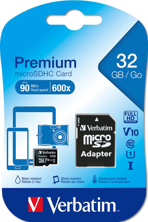 Actual product image Verbatim Micro SDHC Card Class 10 (32 GB, microSDHC, U1, UHS-I)