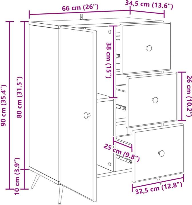Produktbild vidaXL Buffetschrank (34.50 x 66 x 90 cm)