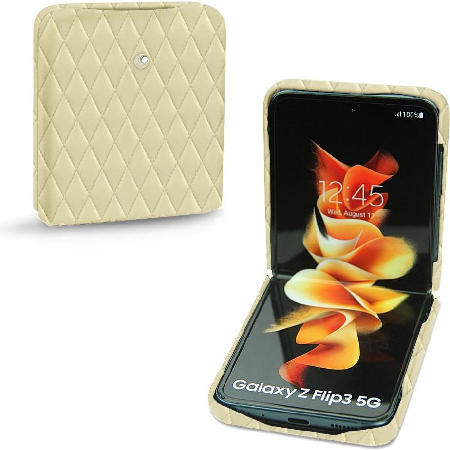 Noreve Lederschutzhülle (Samsung Galaxy Z Flip3), Smartphone Hülle, Beige