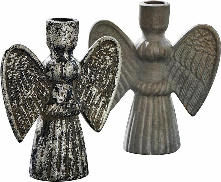 Loberon Kerzenhalter 2er Set Auvine grau/antikschwarz