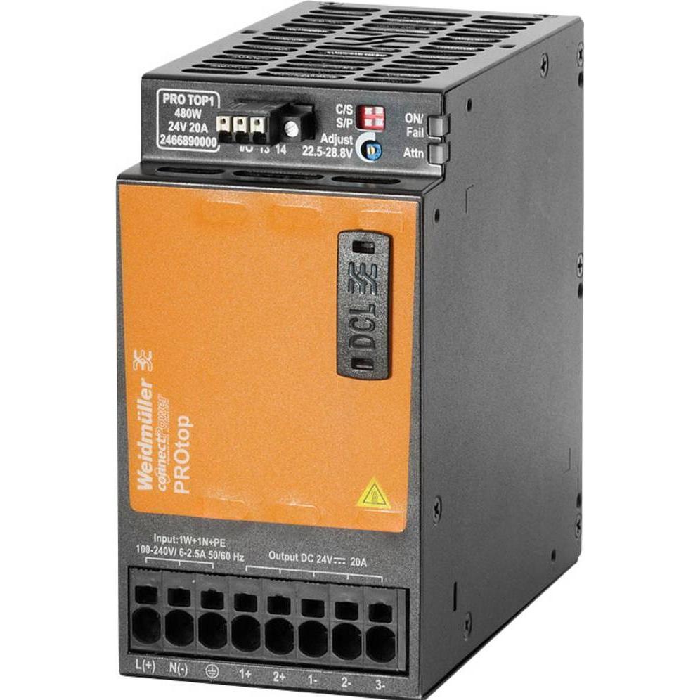 Weidmüller, Quadro elettrico portatile, PRO TOP1 480W 24V 20A Alimentatore switching 24 V/DC 20 A 480 W