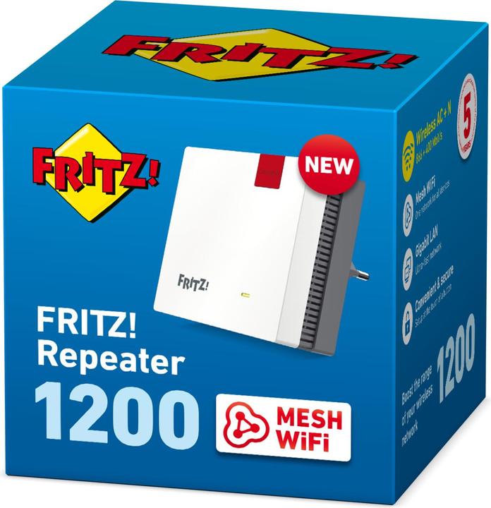 Image du produit AVM FRITZ!Repeater 1200 WiFi Mesh International / CH (866 Mbit/s, 400 Mbit/s)