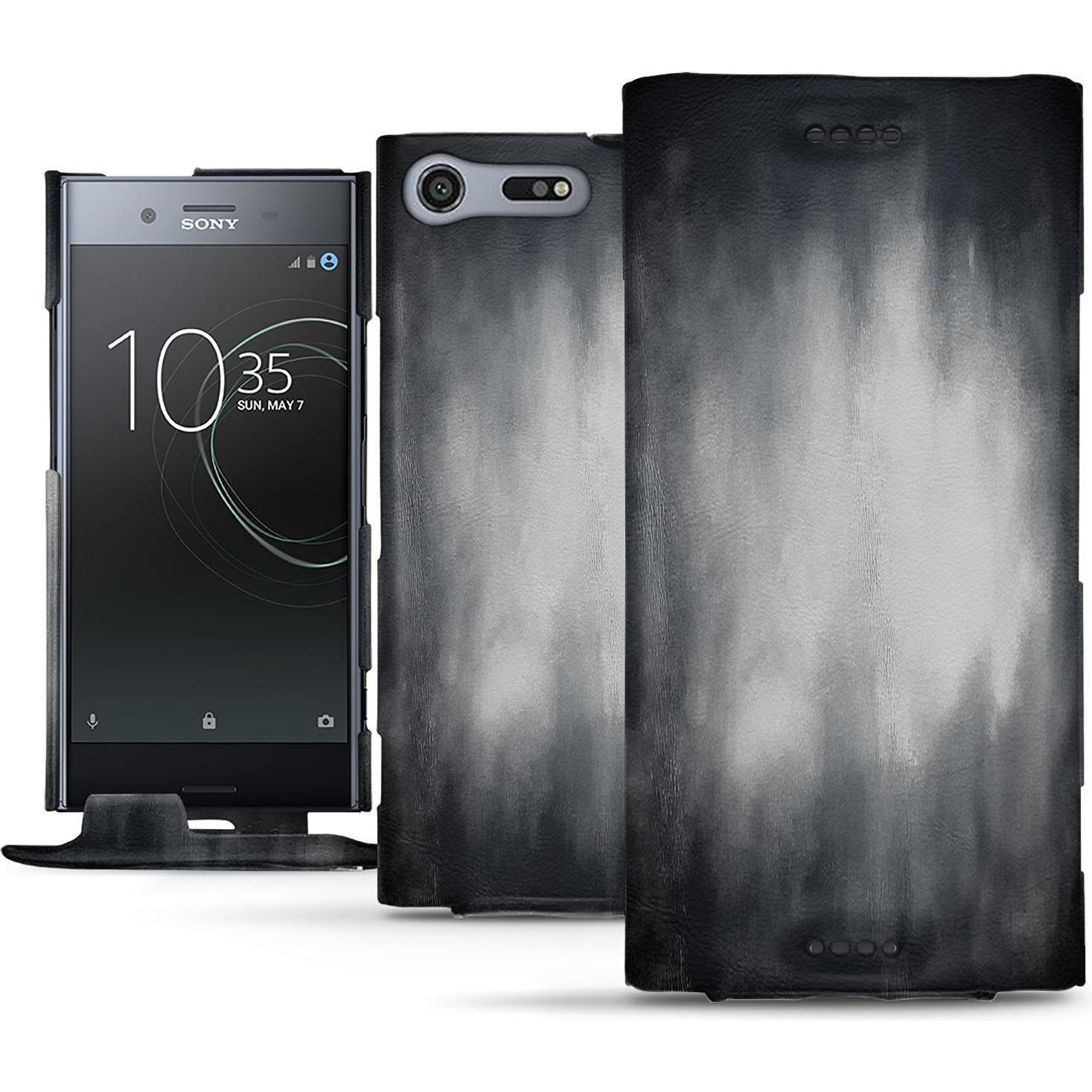 Thumbnail - Noreve Lederschutzhülle vertikal (Sony Xperia XZ Premium), Smartphone Hülle, Grau