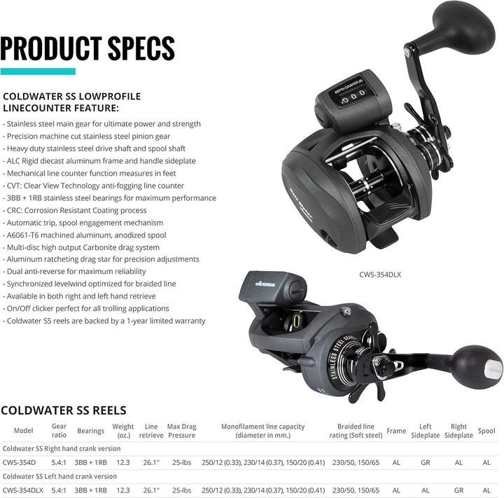 Image du produit Okuma Rollen Coldwater Ss Lowprofile 3Bb+1Rb 5.4:1, multi, one size