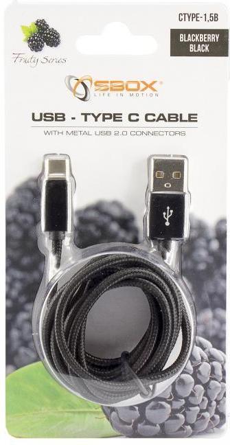 Image du produit Sbox USB->Type C M/M 1.5m USB-TYPEC-15B fruity black (1.50 m, USB 2.0)