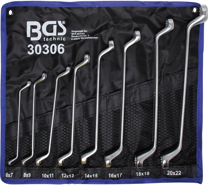 Actual product image BGS Double Ring Spanner Set deep offset ends 6 x 7 - 20 x 22 mm 8 pcs.