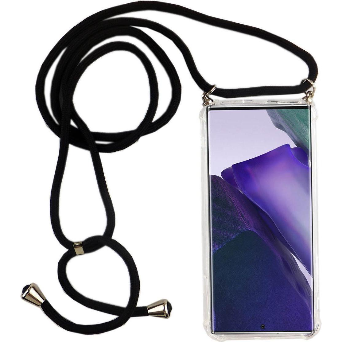 König Design Handykette für Samsung Galaxy Note 20 Hülle mit Band zum umhängen Kordel Schwarz, Handykette, Transparent