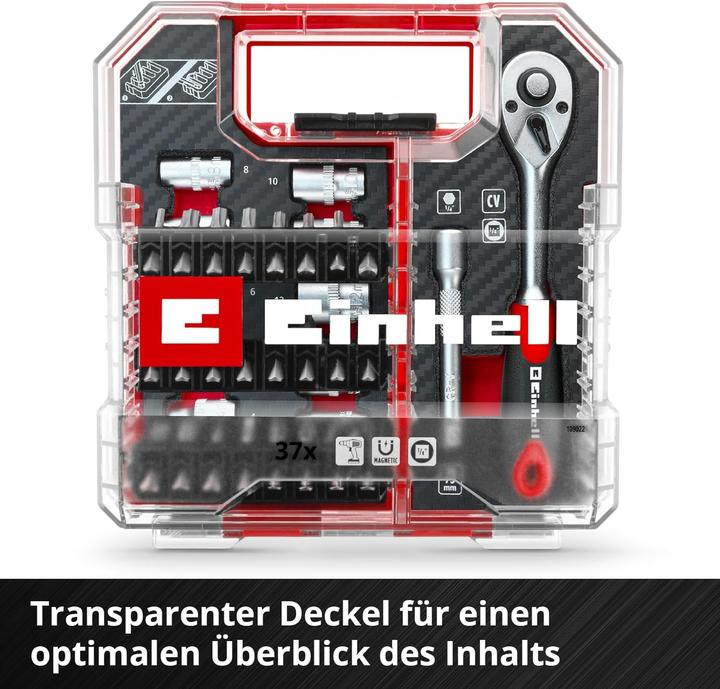 Actual product image Einhell Socket spanner bit socket set 1/4" 37-piece 109022 (13 mm, 11 mm, 8 mm, 7 mm, 5 mm, 4 mm, 12 mm, 6 mm, 10 mm)