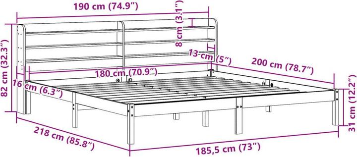 Produktbild vidaXL Bettgestell (180 x 200 cm)