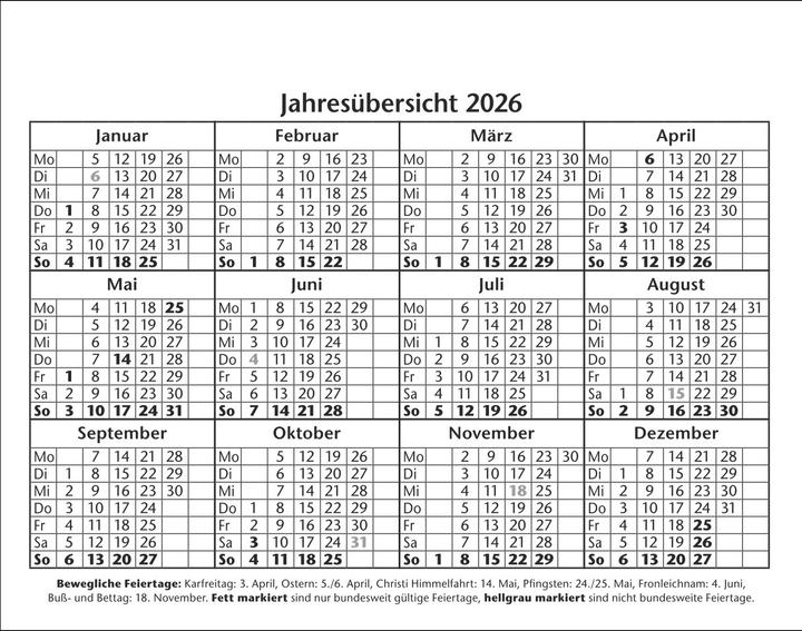 Nährwerte und Zutaten Loriot Tagesabreisskalender 2026 (14 x 11 cm)