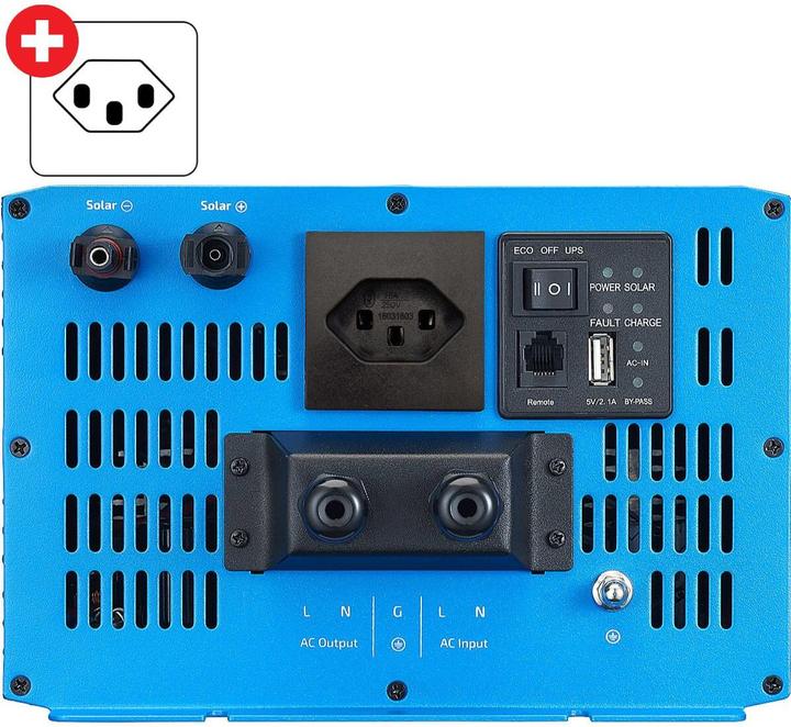 Immagine prodotto Ective SSI 15 Sinus-Wechselrichter 1500W 12V mit Netzvorrang, Ladegerät & MPPT Laderegler (CH-Stecker)