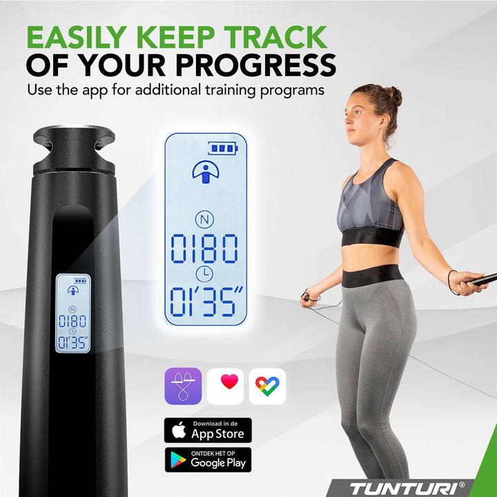 Actual product image Tunturi Smart Springseil mit Display und App (295 cm)