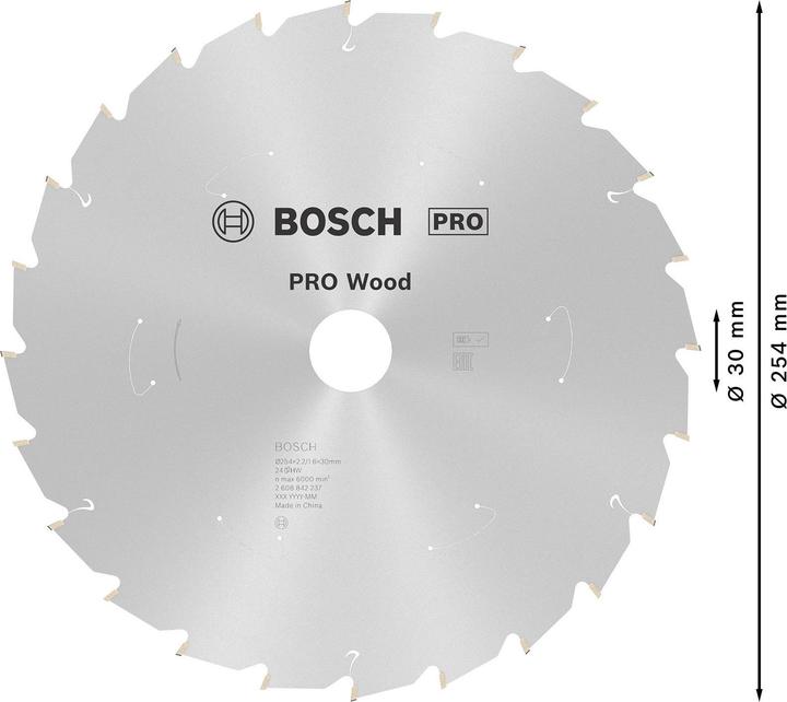 Produktbild Bosch Professional Zubehör PRO Wood cordless Kreissägeblatt, 254 x 2,2 x 30 mm