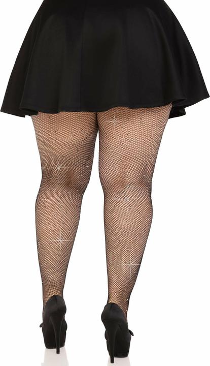 Productafbeelding Leg Avenue Netkousen Met Kristallisatie, Zwart, Oversized (XXS)